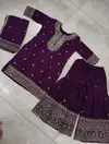 Kb 3323 Heavy Chinon Embroidery Work Sharara Suit Collections